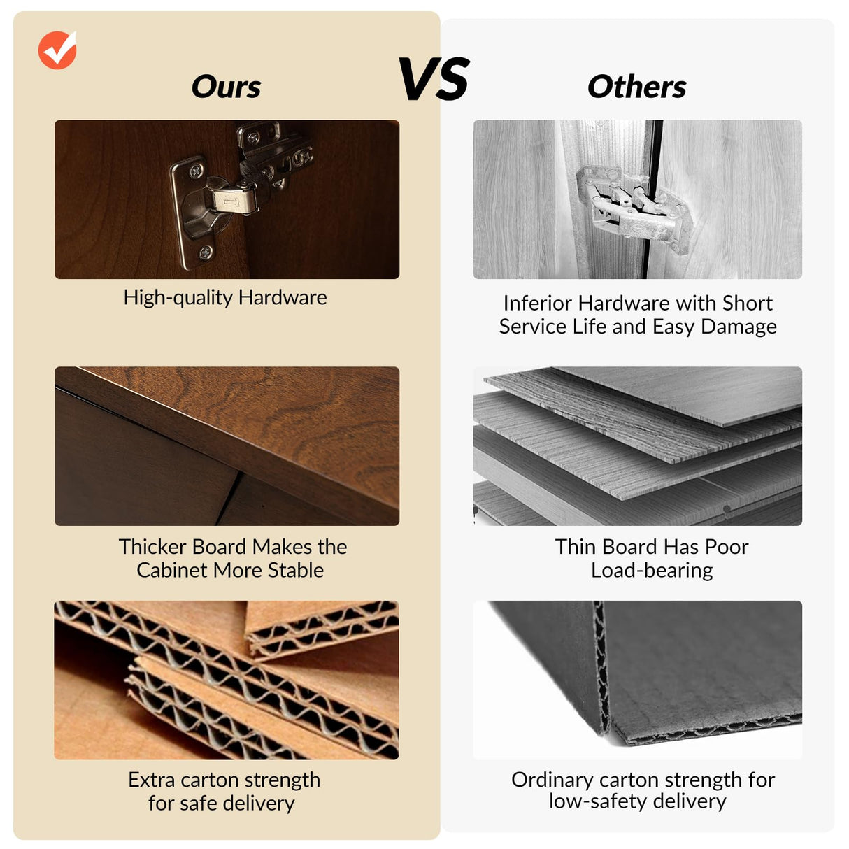 HULALA HOME Modern Buffet Cabinet Kitchen Storage Cabinet with 3D Geometric Design, Free Standing Sideboard Solid Wood Legs Adjustable Shelf, Walnut Accent Cabinet for Living Room Dining Room Hallway HULALA HOME