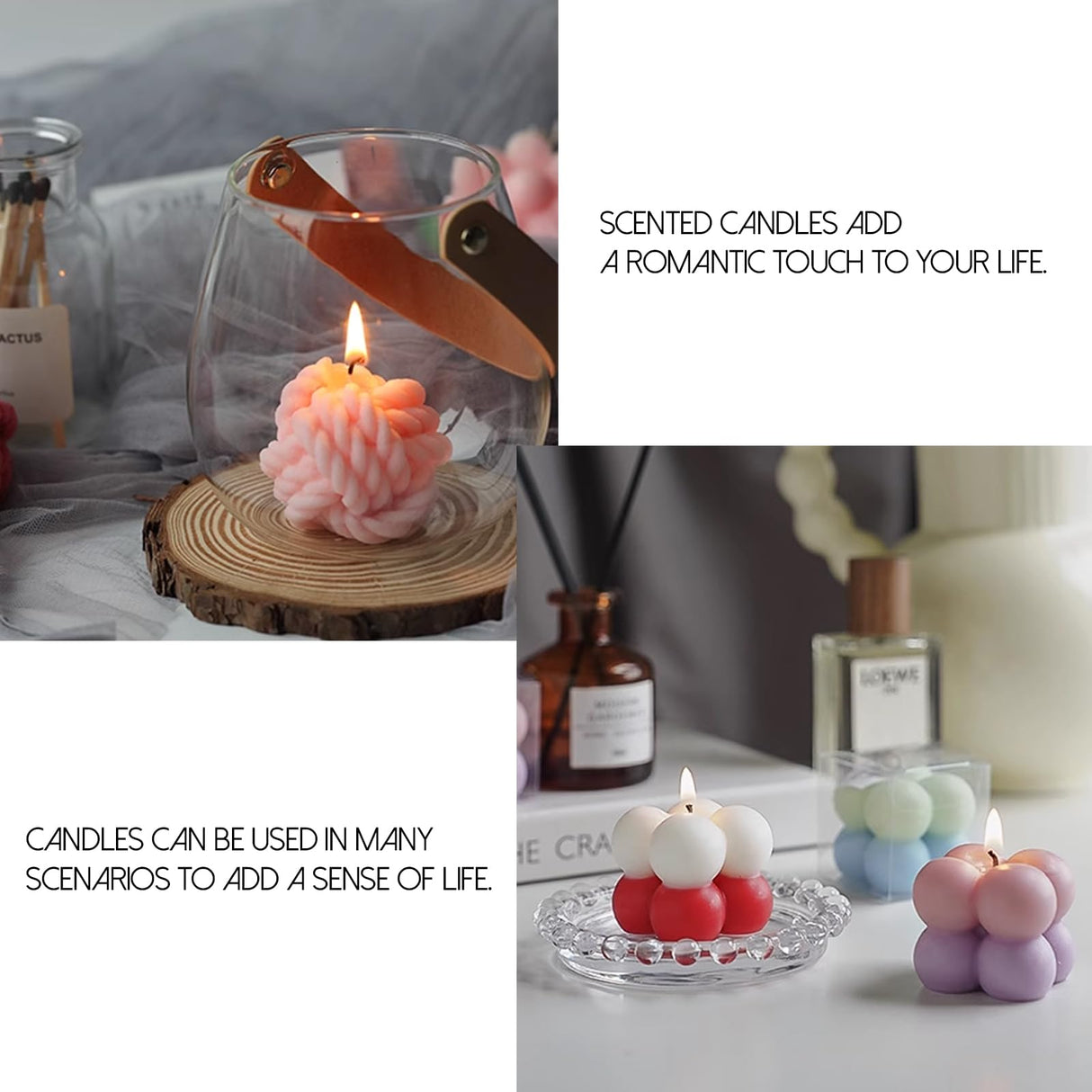 EuTengHao Silicone Candle Molds Set for Candle Making with Candle Wicks, 3D Silicone Mold for Soy Wax, Soap, Cake, Dessert DIY Scented Candle Craft Making EuTengHao