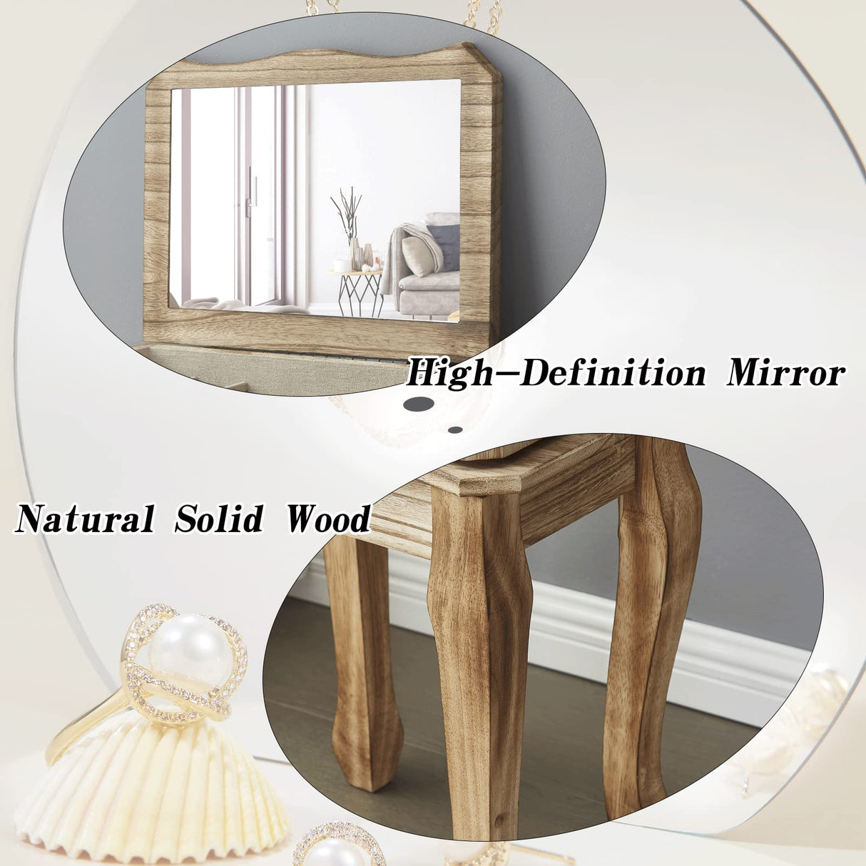 Emfogo Standing Jewelry Armoire, 7 Drawers & 2 Side Doors Jewelry Amoire Cabinet Standing with Top Flip Makeup Mirror, Jewelry Chest Jewelry Boxes Emfogo