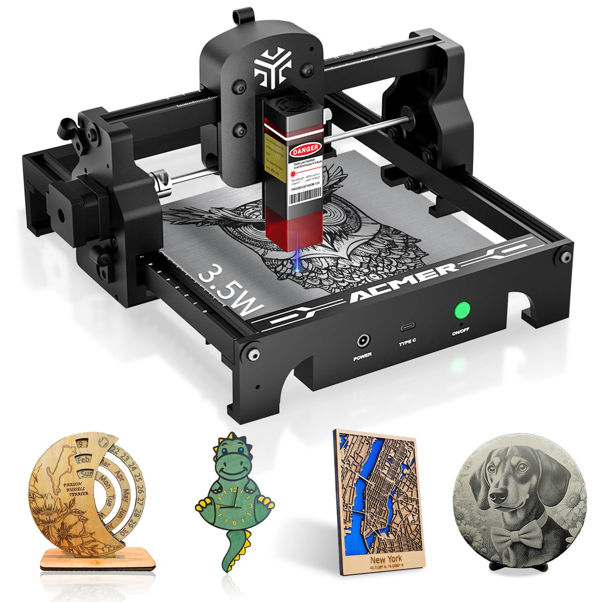 ACMER S1 Laser Engraver for Beginner Mini Laser Engraving Machine for Wood Metal, Laser Class4 (S1 3500mW) ACMER