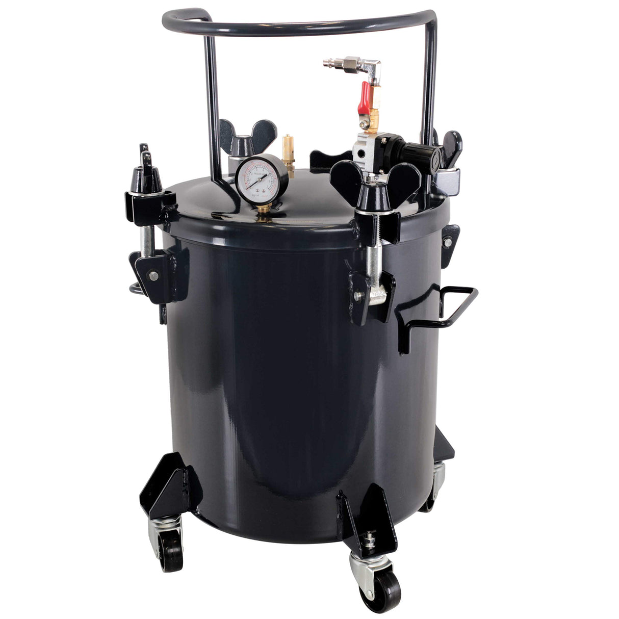 TCP Global 5 Gallon (20 Liters) Pressure Pot Tank for Resin Casting - Heavy Duty Powder Coated Pot with Air Tight Clamp On Lid, Caster Wheels, Regulator, Gauge - Use for Curing Resin in Casting Molds TCP Global