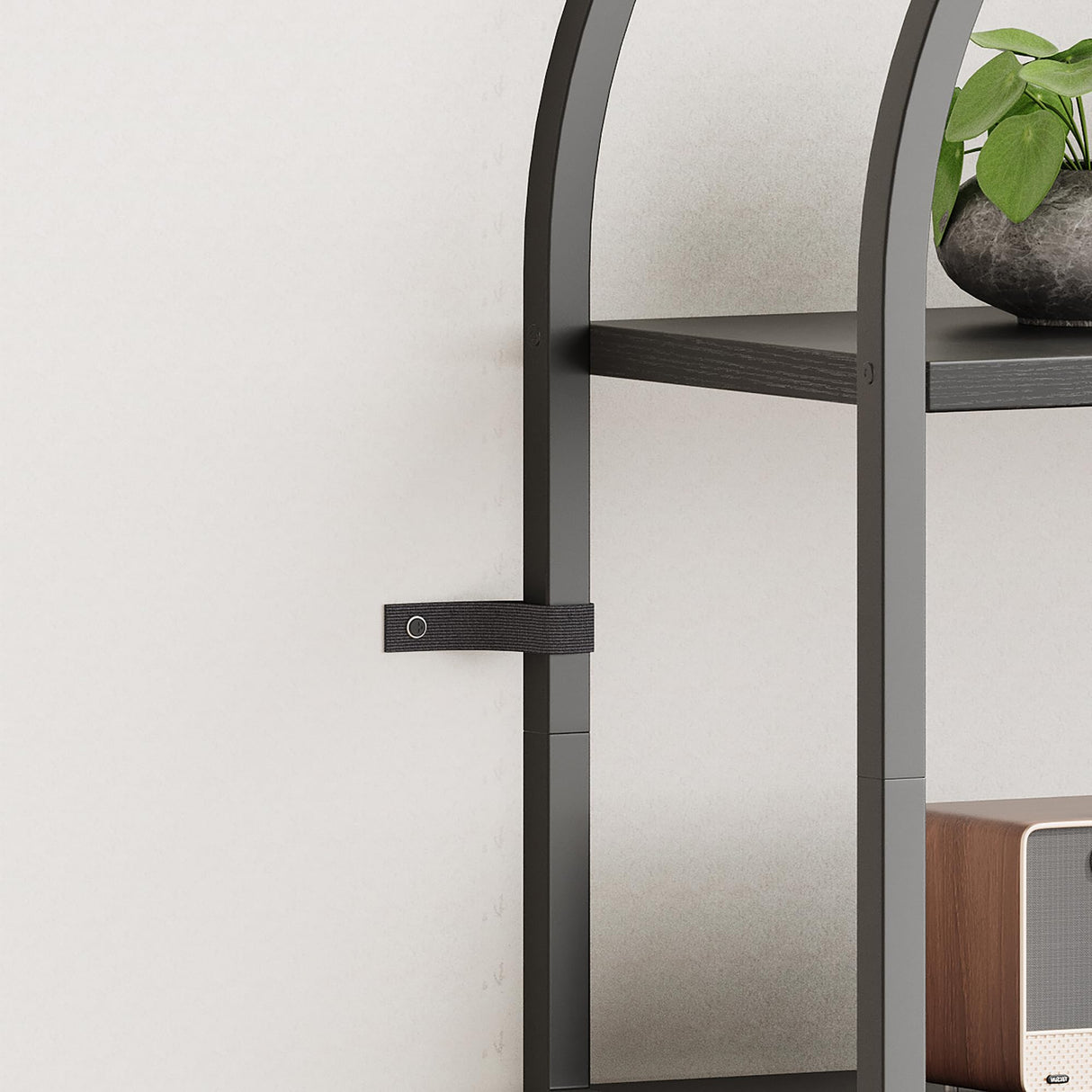 5-Tier IDEALHOUSE Arched Black Bookshelf with Metal Frame - Tall Open Storage Rack for Home or Office IDEALHOUSE