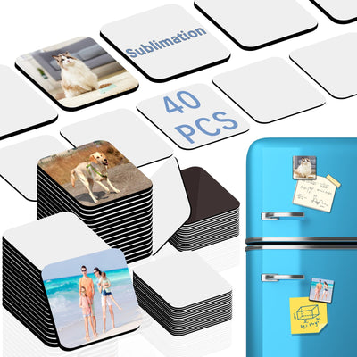 80PCS Sublimation Magnet Blanks 3x3 Bulk Square Produnts 40 Pcs Sublimation Blanks and 40Pcs Soft Magnetic for Kitchen Personalized Sublimation Refrigerator Fridge Magnets Blank Set for DIY Craft