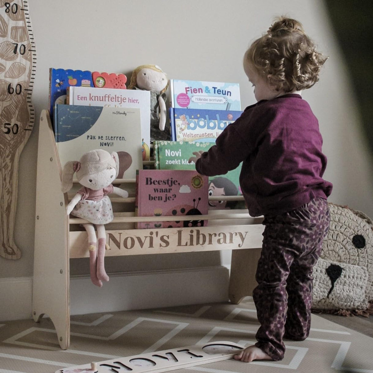 Montessori Bookshelf for Toddler Wood Kids Playroom Furniture Natural Wooden Nursery Gift Birthday Baby Neutral Room Storage Shelf Large Bookcase Child Decor Idea (Small) Enjoy The Wood