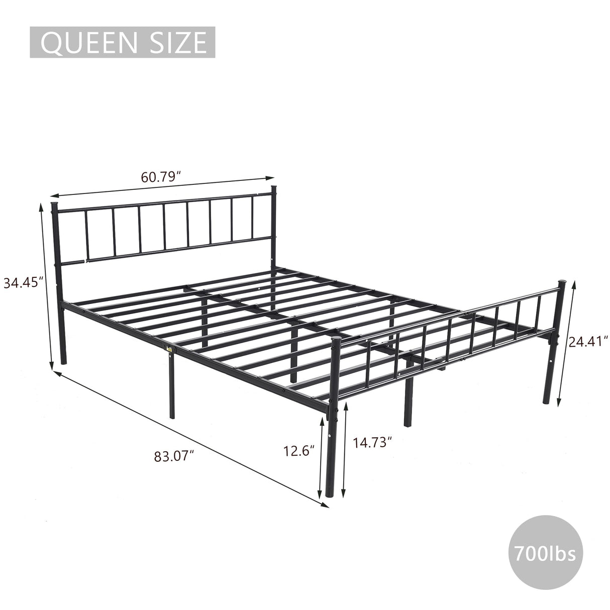 WJORATA Metal Platform Queen Bed Frame with Headboard Sturdy Steel Slats Support No Box Spring Needed Easy Assembly Black WJORATA