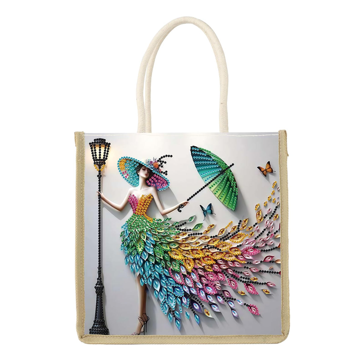 JZHYOAN DIY Diomand Art Tote Bags Kits,Diamond Painting Canvas Tote Bags for Adults, Portable Book Storage, Reusable Grocery Hand Storage Reusable Grocery Bag Canvas Gift Bags for DIY JZHYOAN