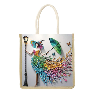 JZHYOAN DIY Diomand Art Tote Bags Kits,Diamond Painting Canvas Tote Bags for Adults, Portable Book Storage, Reusable Grocery Hand Storage Reusable Grocery Bag Canvas Gift Bags for DIY