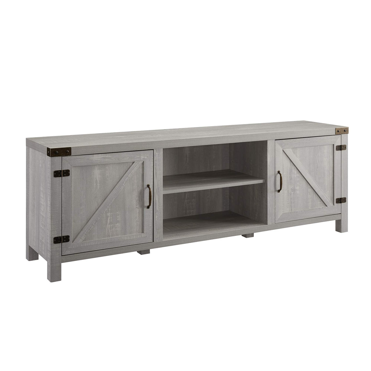 Walker Edison Georgetown Modern Farmhouse Double Barn Door TV Stand for TVs up to 80 Inches, 70 Inch, Stone Grey Walker Edison