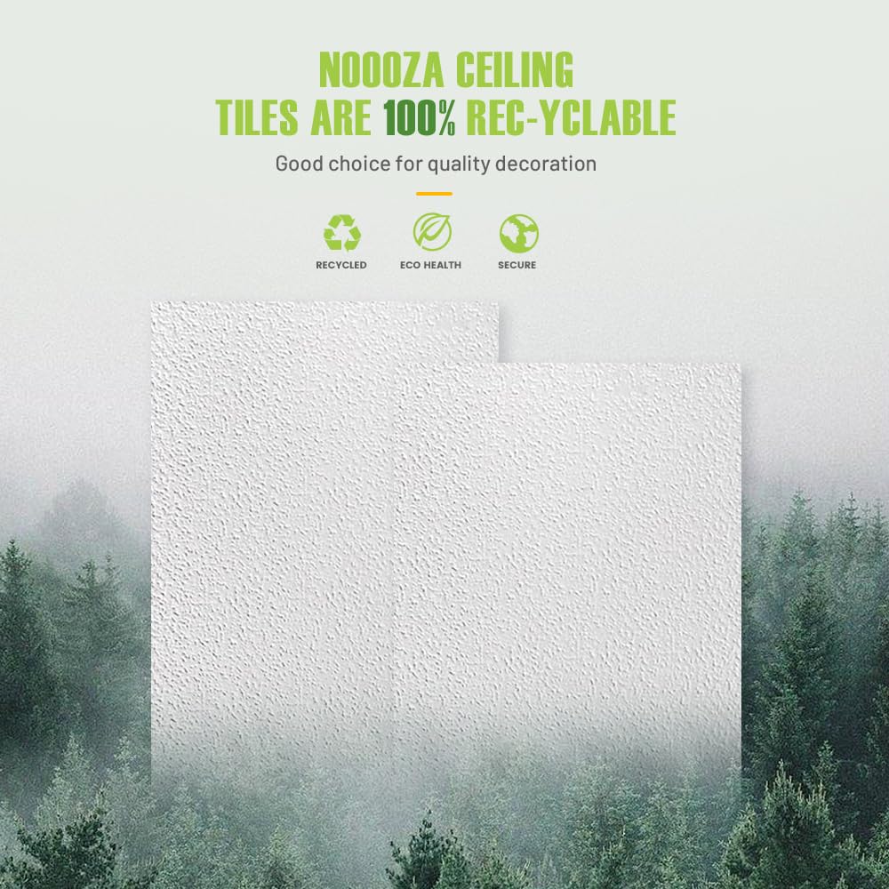 2ft x 4ft Drop Ceiling Tiles,Printed Pro Ceiling Tiles 24 x 48in. Waterproof, Washable and Fire-Rated - Reusable - High-Grade PVC to Prevent Breakage-Package of 10 Tiles Noooza