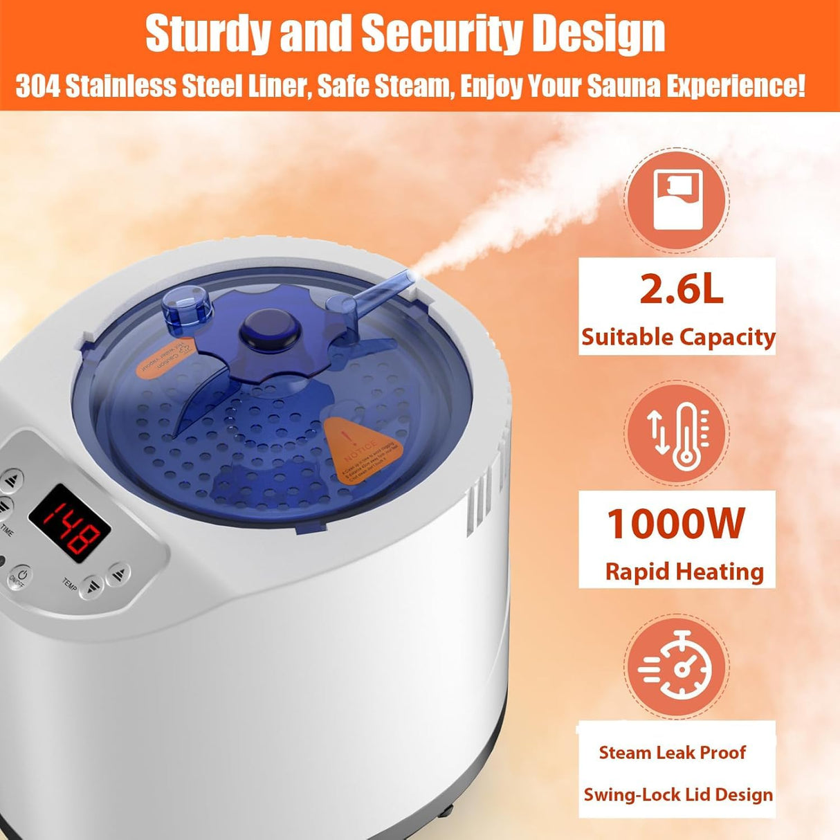 bsdonte Portable Sauna for Home, Personal Steam Sauna Box, Indoor Sauna Tent at Home Full Body with 1000W 2.6L Steamer, Timer, Remote Control, Folding Chair, 9 Levels Heating, 2.6' x 2.6' x 5.9' bsdonte