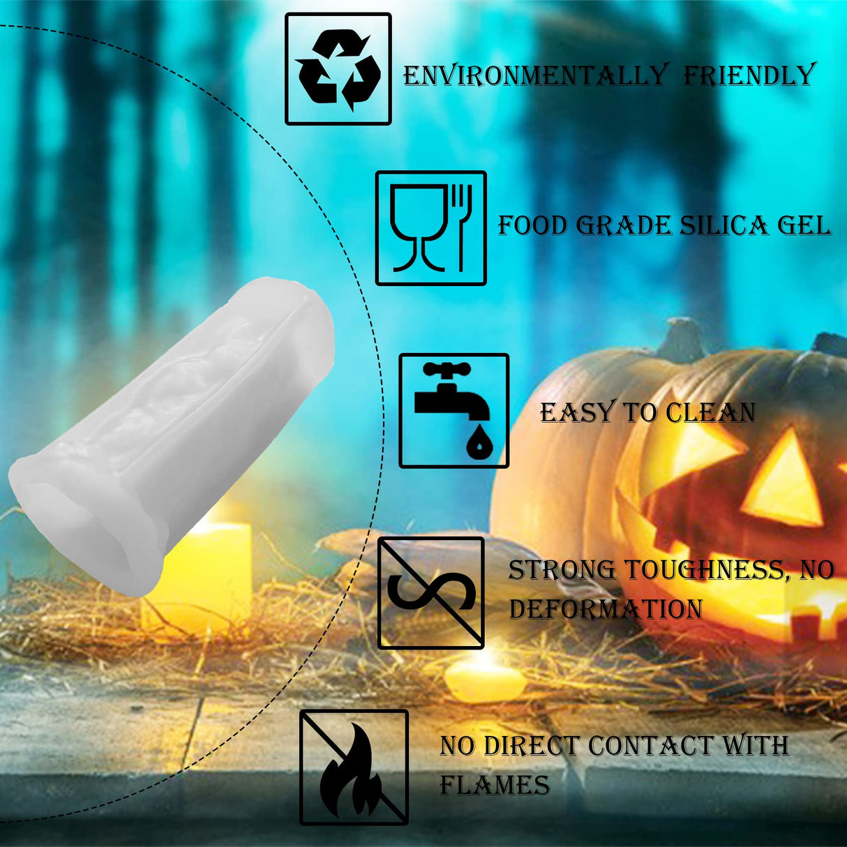 3D Skull Candle Mold Column Halloween Silicone Resin Mold for Aromatherapy Candles Resin Casting Homemade Wax Making Polymer Clay DIY Craft ZAKVOOR