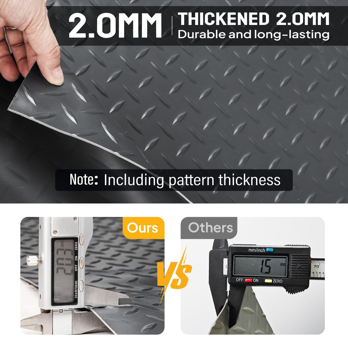 TUFFIOM 7.5 x 17 FT Garage Floor Mat, Thickened Diamond Plate PVC Garage Mats Flooring Roll for Under Car, Garage Car Parking Mats for Compact SUVS, Sports Car TUFFIOM
