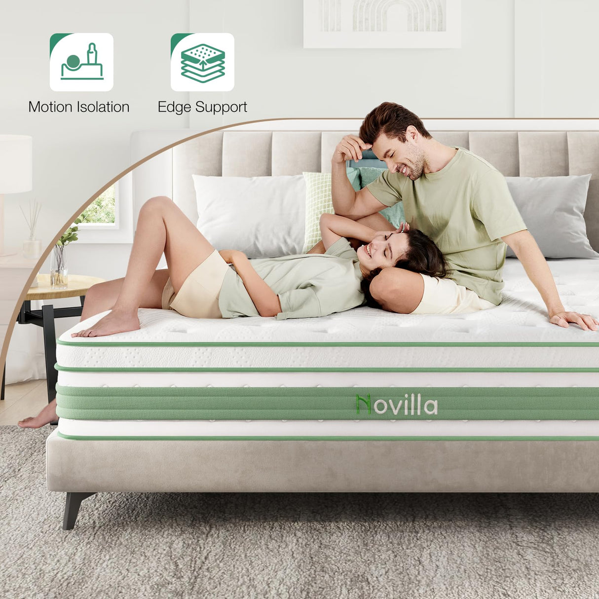 Novilla King Mattress 12 Inch, King Size Hybrid Mattress in a Box with Pocket Coils & High Density Gel Foam for a Cozy Sleep, Medium Firm King Mattresses Novilla