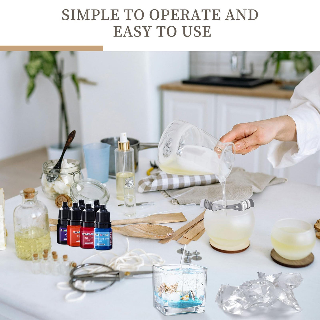 Sel Natural 4.4 lb Gel Wax for Candle Making Clear High Density Jelly Candle Wax with 100 Wick, 100 Wick Stickers and 10 Dye for DIY Project Making Supplies Sel Natural