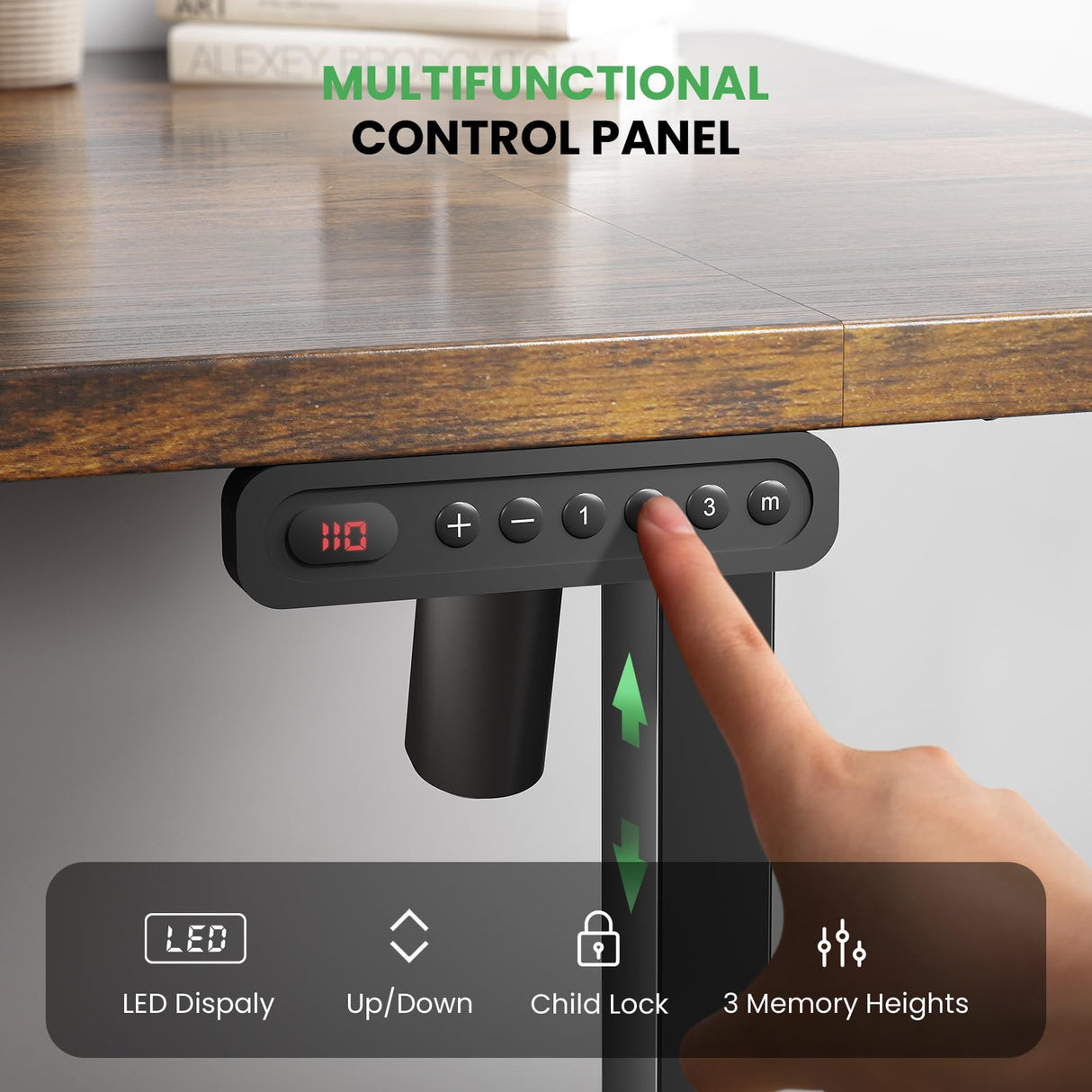 DeskShow Electric Standing Desk Adjustable - 63 x 24 Inch Sit Stand up Desk with Cable Management - 3 Memory Preset Adjustable Height Table DeskShow