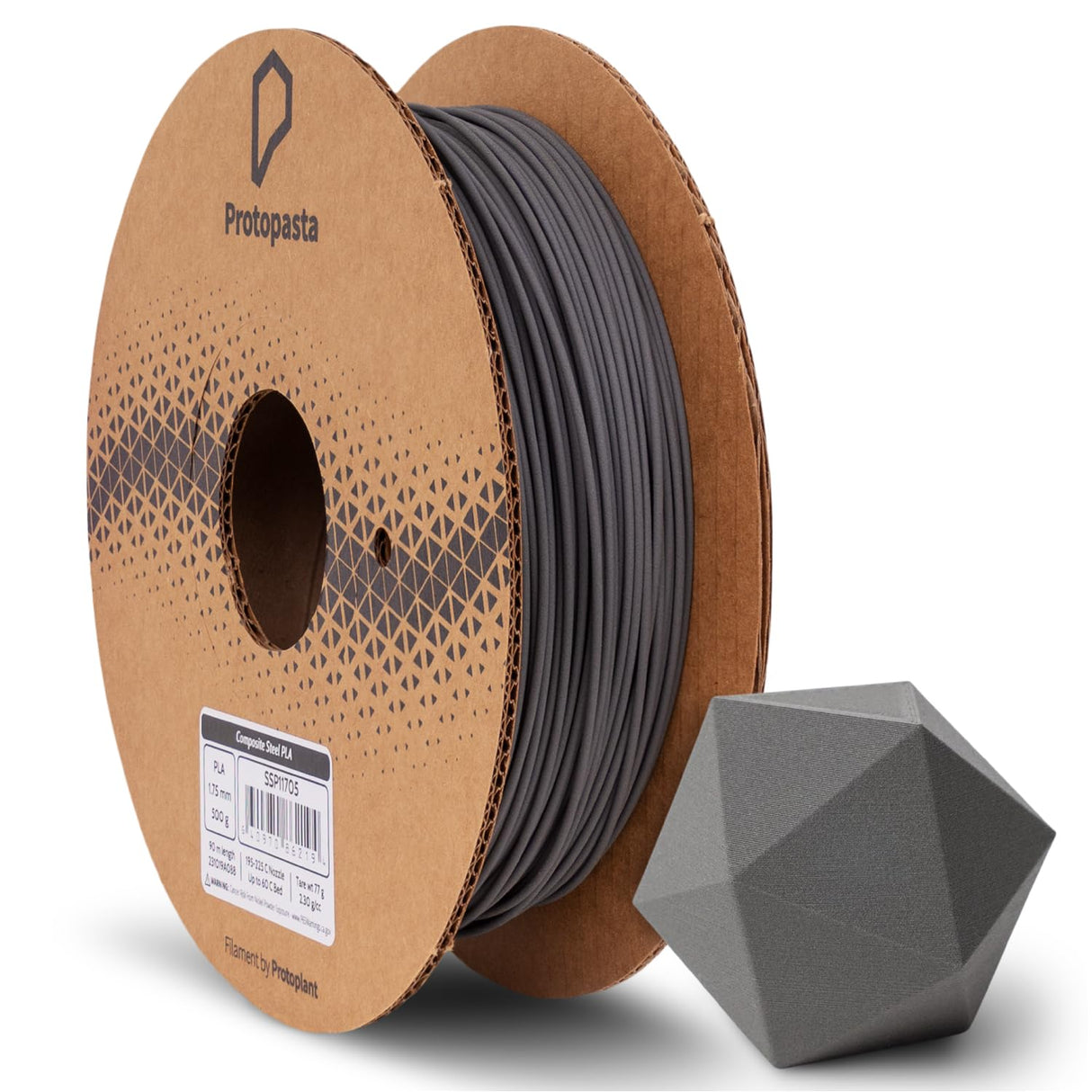 Protopasta Stainless Steel Filled PLA 3D Printer Filament | ProtoPlant Metal-Filled PLA Plastic Printer Filament with 60% Steel | Polish and Patina Friendly Metal Composite Filament | 500g Spool Proto-Pasta