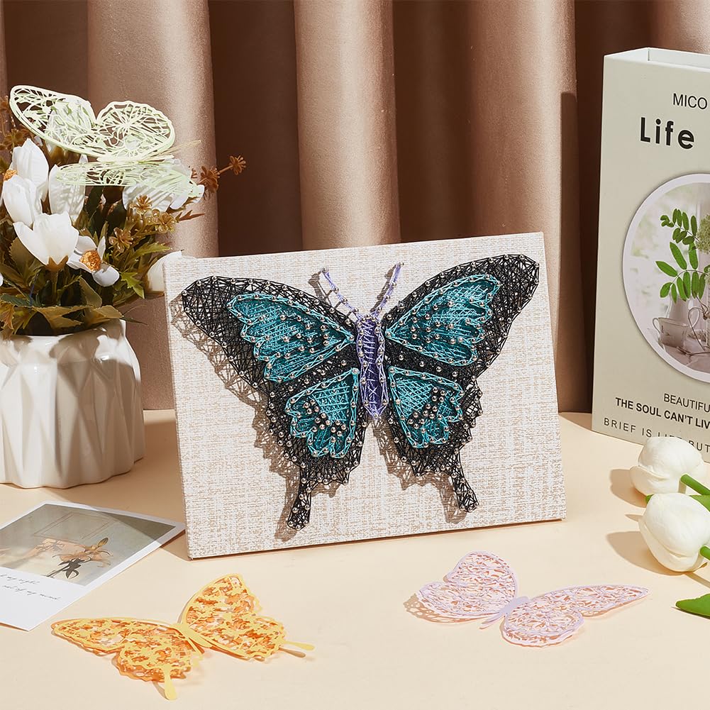 WEBEEDY DIY Blue Butterfly String Art Kit for Adults Beginners 3D Animal String Art Crafts Kit,Arts Crafts Kit Include All Necessary Accessories and Frame,Home Wall Decor Christmas Unique Gift WEBEEDY