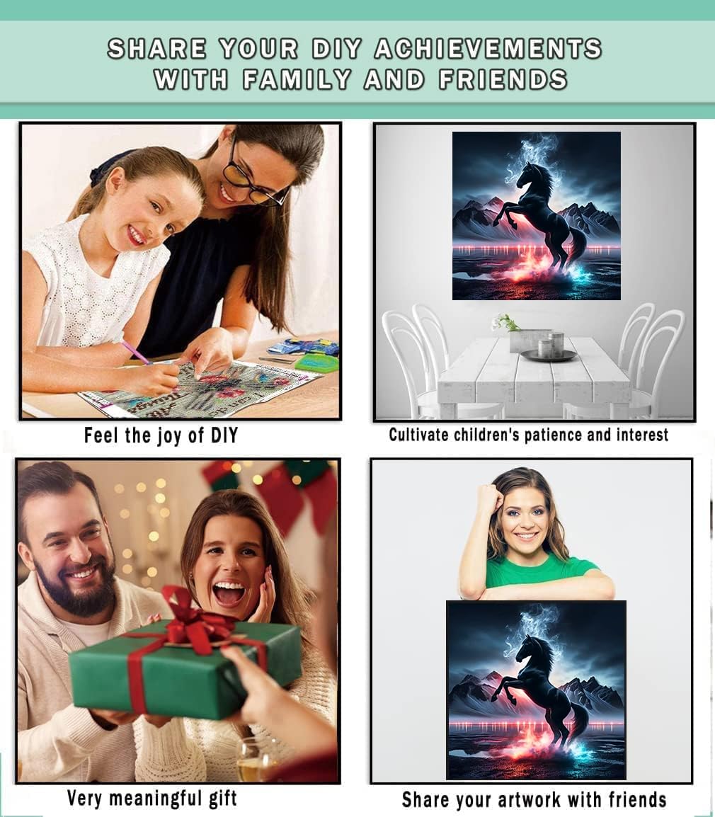 Lophomie Diamond Art Kits for Adults, 5D DIY Horse Diamond Painting Kits for Adults Beginners, Diamond Dots Kits Gem Arts Crafts for Home Wall Decor 14x14 Inch Lophomie