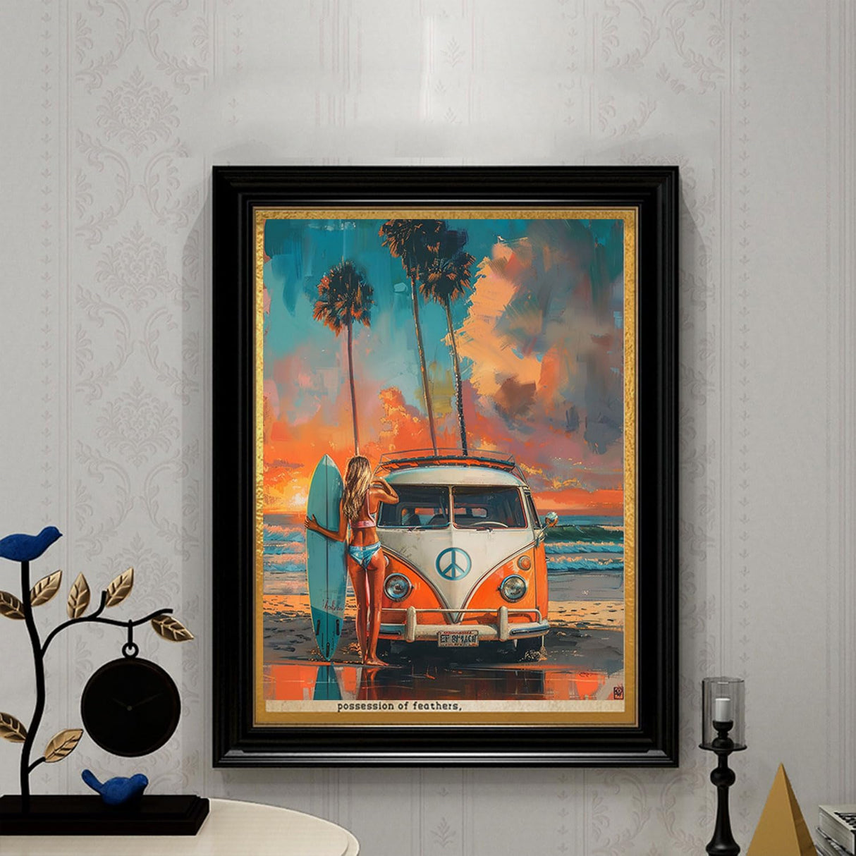 Beaudio Landscape Series Diamond Painting Kits for Adults - Car with Surfboard on Beach at Sunset Glow - DIY Round Full Drill 5D Diamond Art for Home Wall Decor (11.8x15.7inch) Beaudio