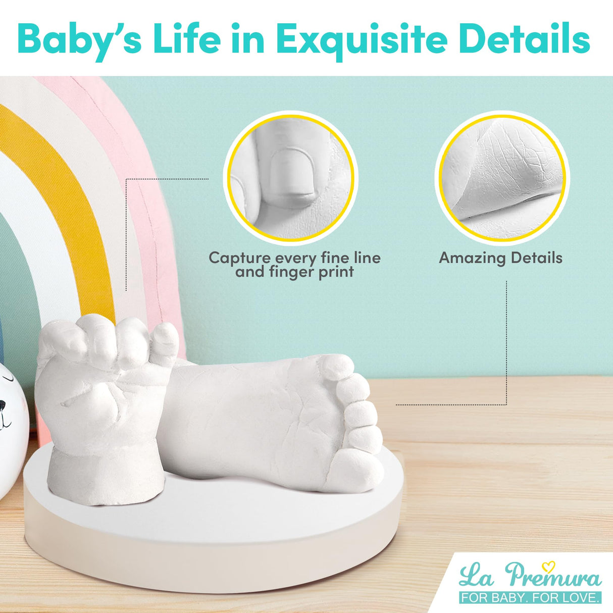 La Premura Baby Keepsake Hand Casting Kit with Shadow Box Frame - Plaster Hand Mold Baby Casting Kit for Infant Hand & Foot Molding, Perfect for First Birthday, Christmas & Newborn Gifts La Premura