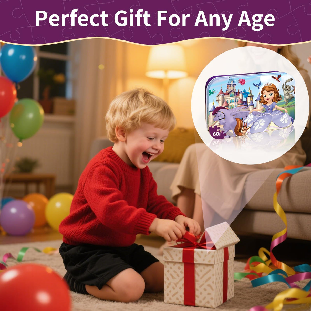 Puzzles for Kids Ages 4-6, 60 Piece Jigsaw Puzzles in Metal Box, Educational Learning Toys for Boys and Girls, Premium Puzzle Games, Kids Puzzle Gift Eagarch
