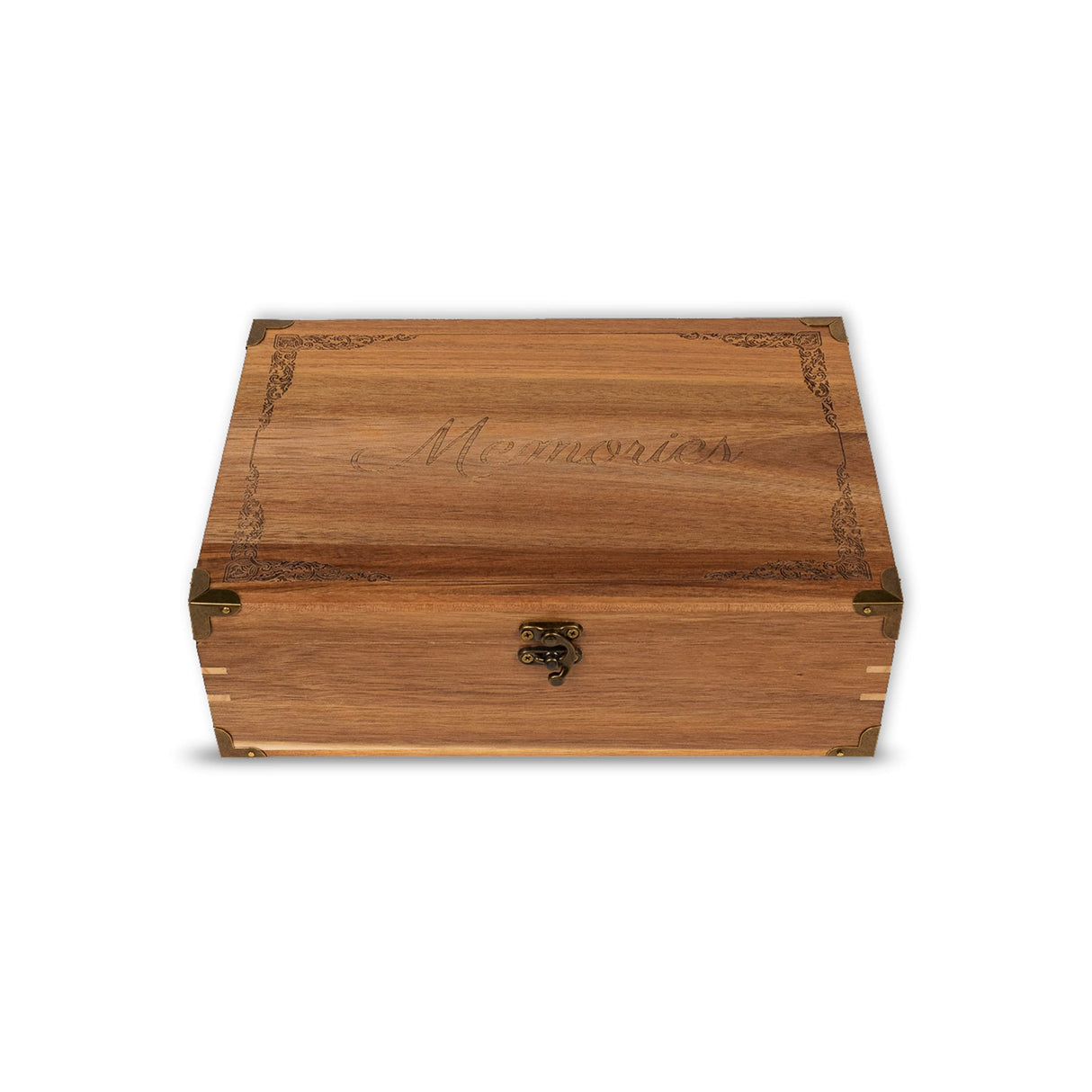 Lignotie Memory Keepsake Box - Large Wooden Box with Hinged Lid - Rustic Decorative Wood Storage Box with Chamois Leather Lining Lignotie