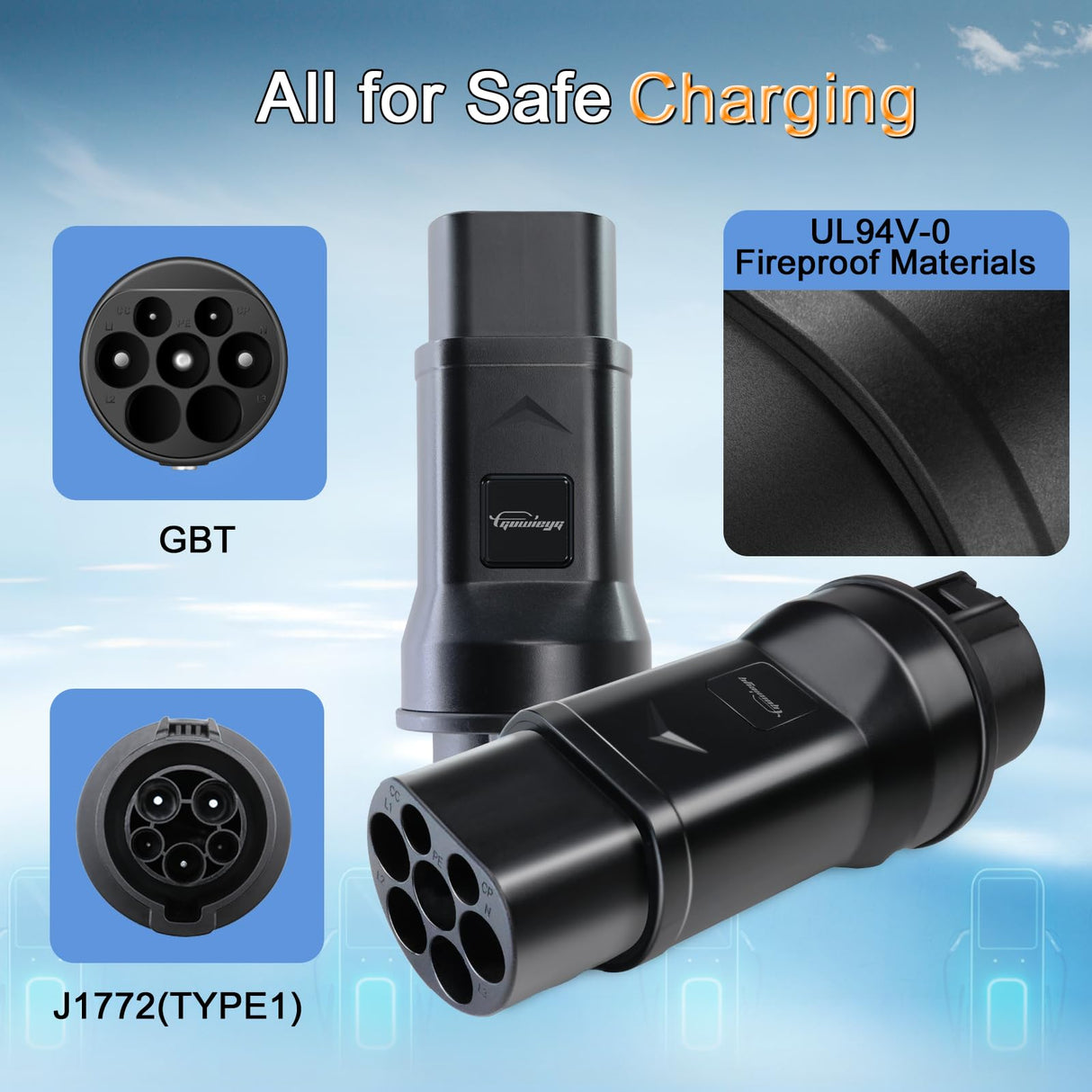 EV Charger Connector Type 1 to GBT Adapter, Fit for BYD, Electric Vehicle Charging Adapter SAE j1772 to GB/T EV Charging Adapter (J1772 to GBT Adapter Model 1) GUWIEYG