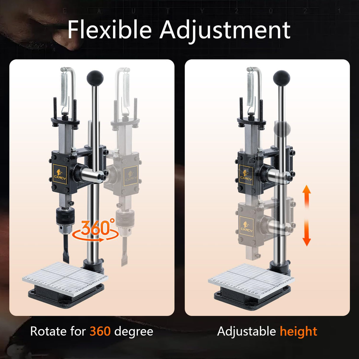 CXRCY Leather Hole Puncher & Press Machine, Manual Hole Punch Set for Leatherworking DIY Craft Leather Hole Punching,Setting Rivets,Button Snaps with 13pcs Punches, PP & Aluminum Plate CXRCY