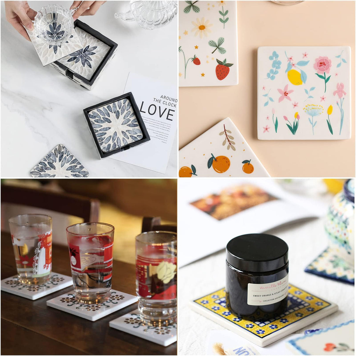 AKOLAFE 30 Sets Sublimation Coasters Blanks with Cork Back Ceramic Tile 4x4 Tiles Ceramic Tiles for Crafts Glossy Glazed Tile Coasters Blanks Ceramic Coasters for Sublimation Thermal Transfer Painting AKOLAFE