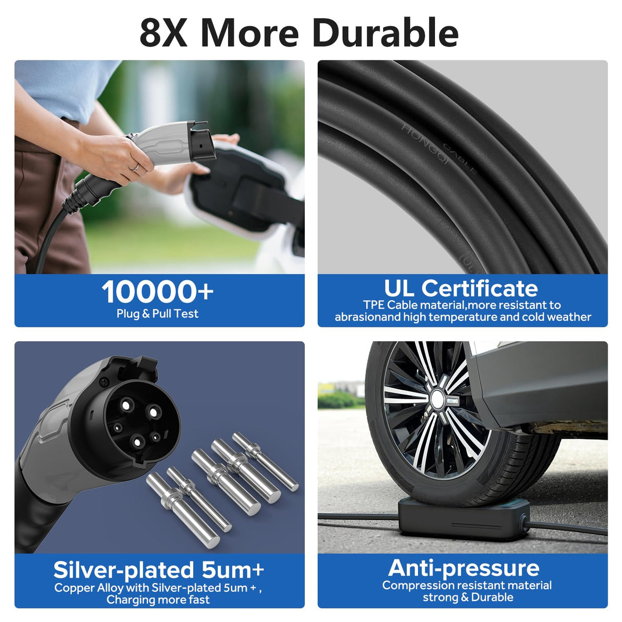 Mustop Level 1 & 2 EV Charger J1772 (40 Amp, 240 Volt, 20ft Cable),ETL Wall Connector Dual Use EV Portable NEMA 14-50 & 5-15 Wi-Fi Enabled with Holder for EV and Hybrid Vehicles mustop