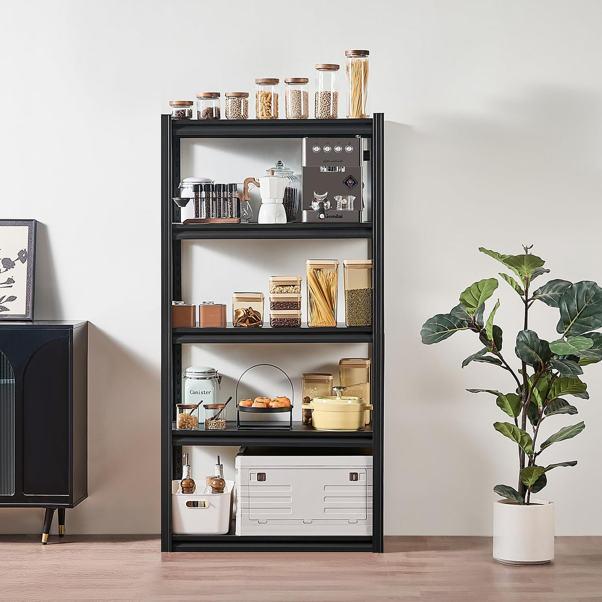 VEVOR Storage Shelves, 2000 lbs, 5 Tier Garage Storage Shelving, 16" D x 32" W x 63" H Adjustable Metal Shelves for Garage Shelves Utility Rack Shelf, Ideal for Kitchen, Warehouse, Basement, Black VEVOR