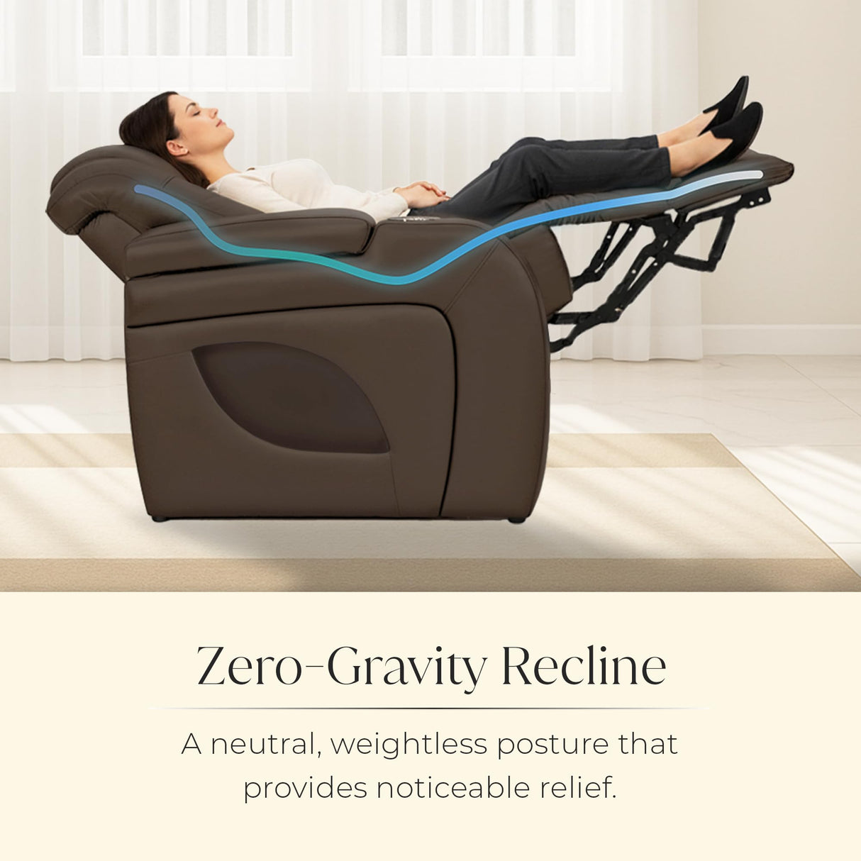 Seatcraft Anthem LT Zero-Gravity HeatZero Italian Leather Sofa w/Fold-Down Table Home Theater Seating, Heat & Massage, Power Headrest, Power Recline, Brown Seatcraft