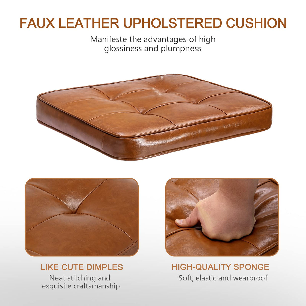 Zesthouse Mid-Century Modern Dining Chairs, Upholstered Tufted Faux Leather Accent Chairs Rattan Dining Chairs Set of 2, Armless Mesh Back Cane Chairs with Metal Chrome Legs, Brown Zesthouse