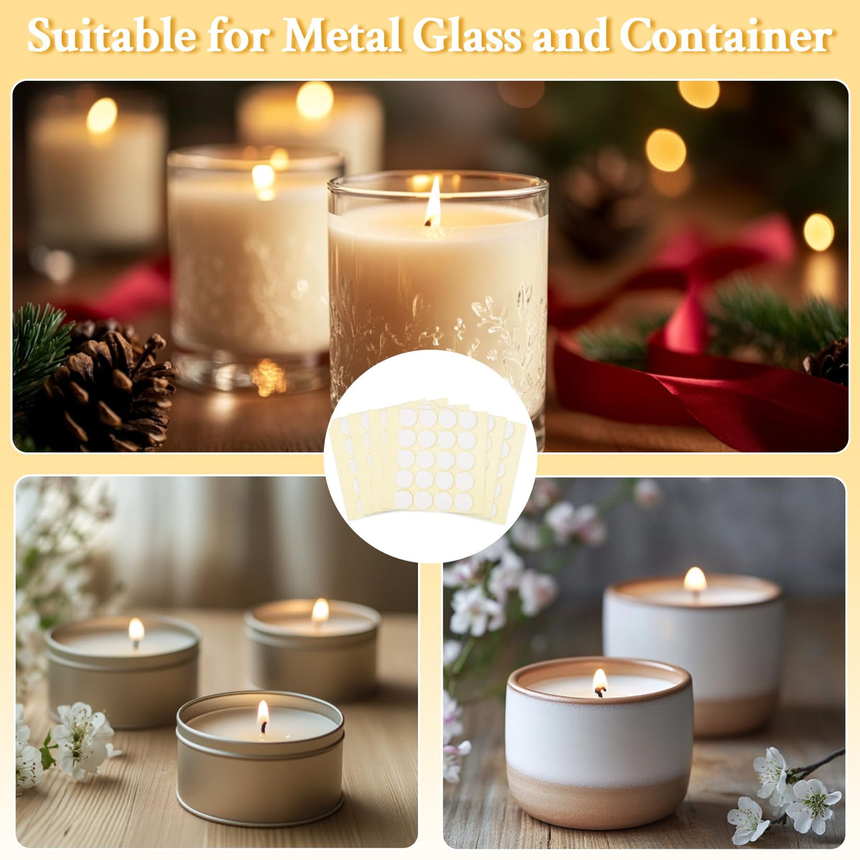 RAINFLOW 720 Pcs Wick Stickers for Candle Making - Double Sided Candle Wick Stickers Candles Making Kit with The Little Tail for DIY Homemade Fix Ornaments MAQIHAN