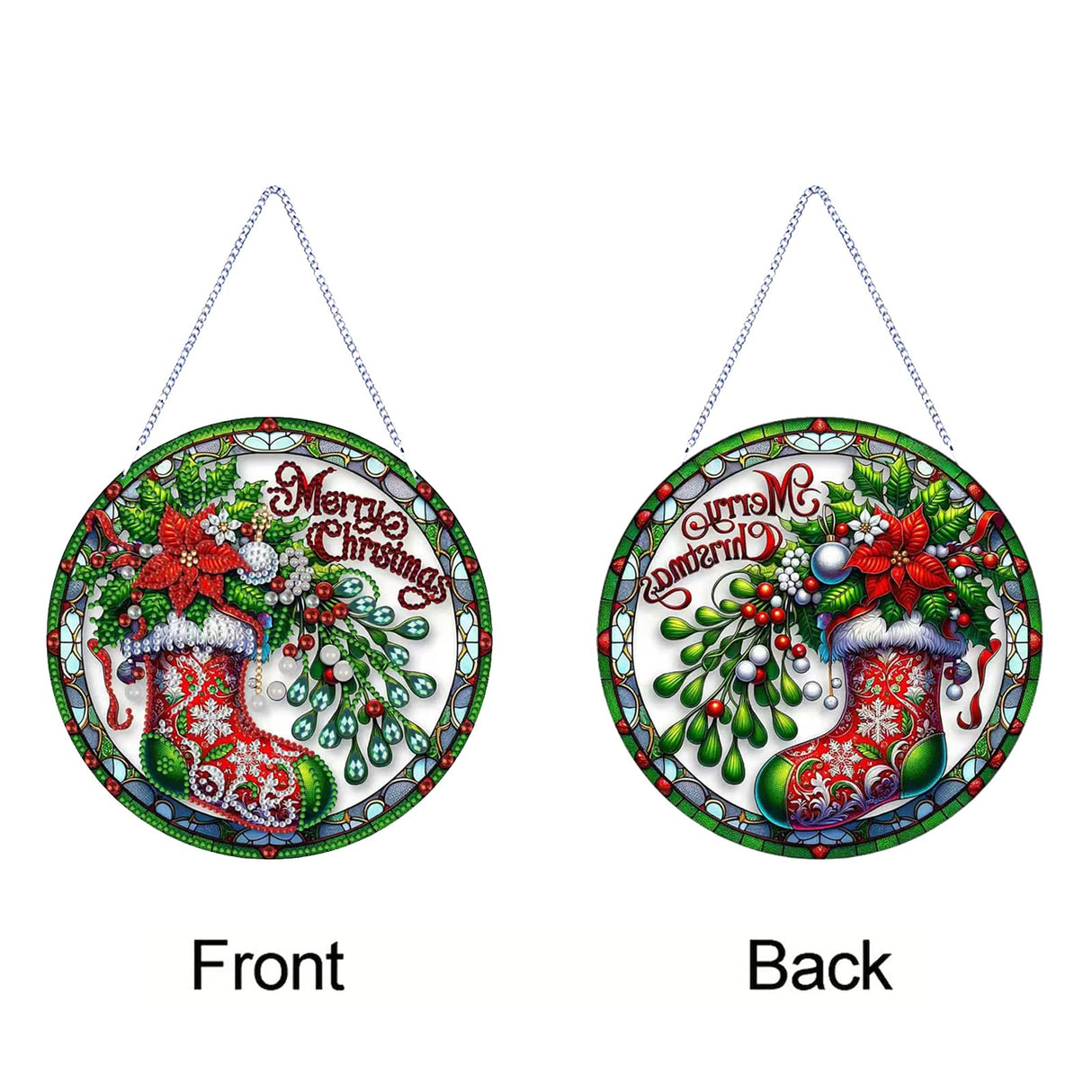 STGLCR DIY Diamond Painting Christmas Ornament for Adult Beginner Christmas Stocking Crystal Diamond Art Painting Special Shaped Rhinestone Hanging Window Pendants Home Office Decor Crafts 7.7IN STGLCR