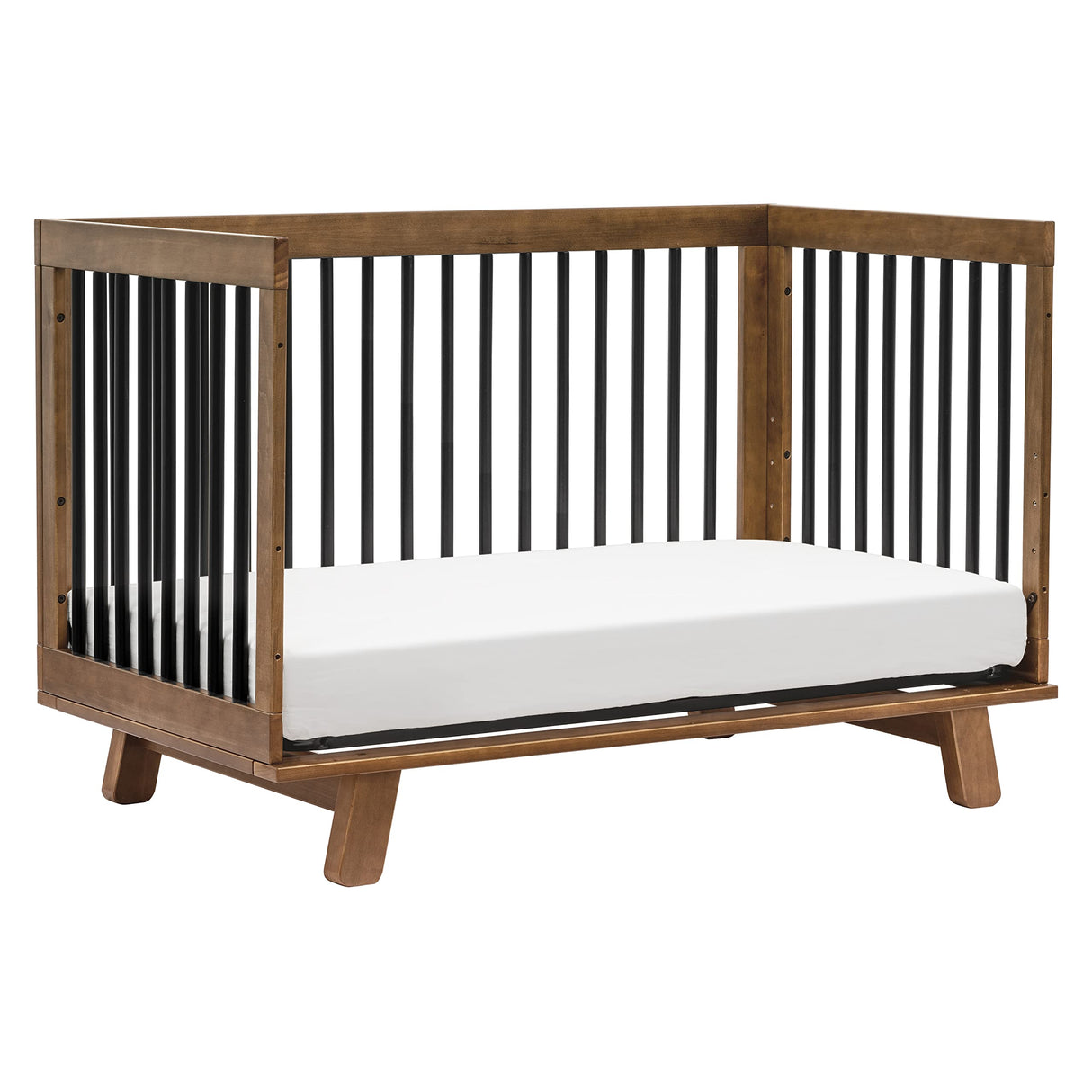 Babyletto Hudson 3-in-1 Convertible Crib with Toddler Bed Conversion Kit in Natural Walnut/Black, Greenguard Gold Certified babyletto