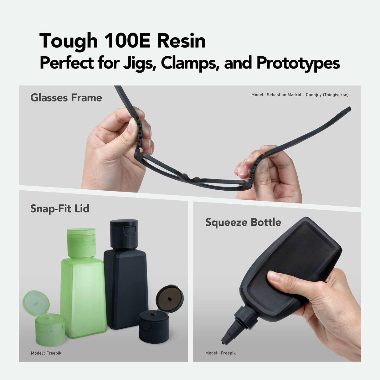 phrozen Tough 100E Engineering Series Resin for 3D Printer, 405nm UV-Curing Resin High Precision Toughness Flexible Elasticity Impact Resistant - Green (1KG) phrozen