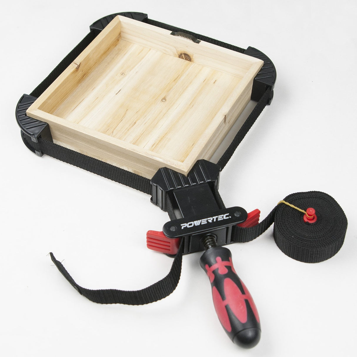 POWERTEC 71101 Deluxe Quick Release Strap Clamp | Woodworking Frame Clamping Strap Holder, Black POWERTEC