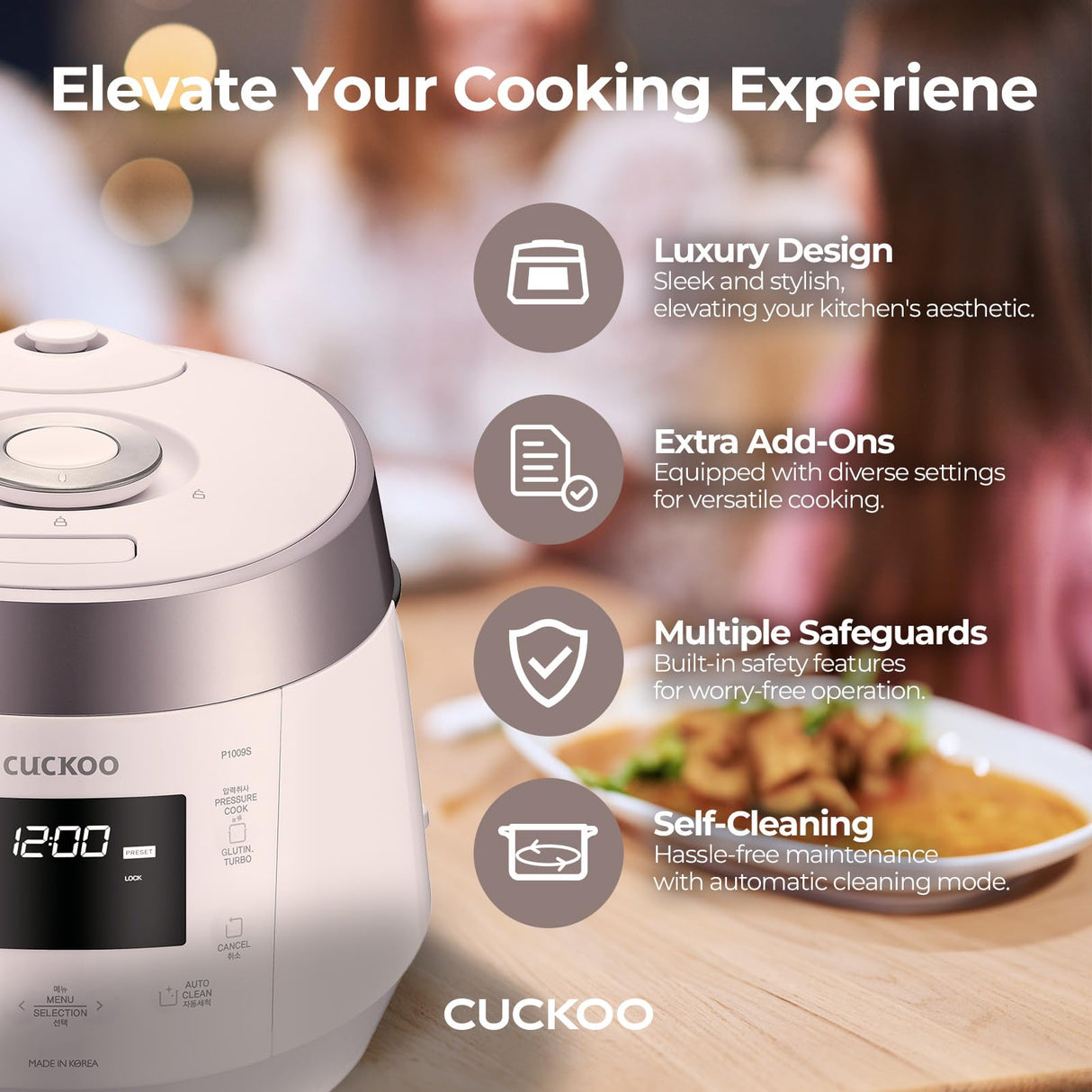 CUCKOO Heating Pressure Cooker & Warmer – 12 built-in programs, Glutinous (white), Mixed, Brown, GABA rice, and more, 10 cups CUCKOO