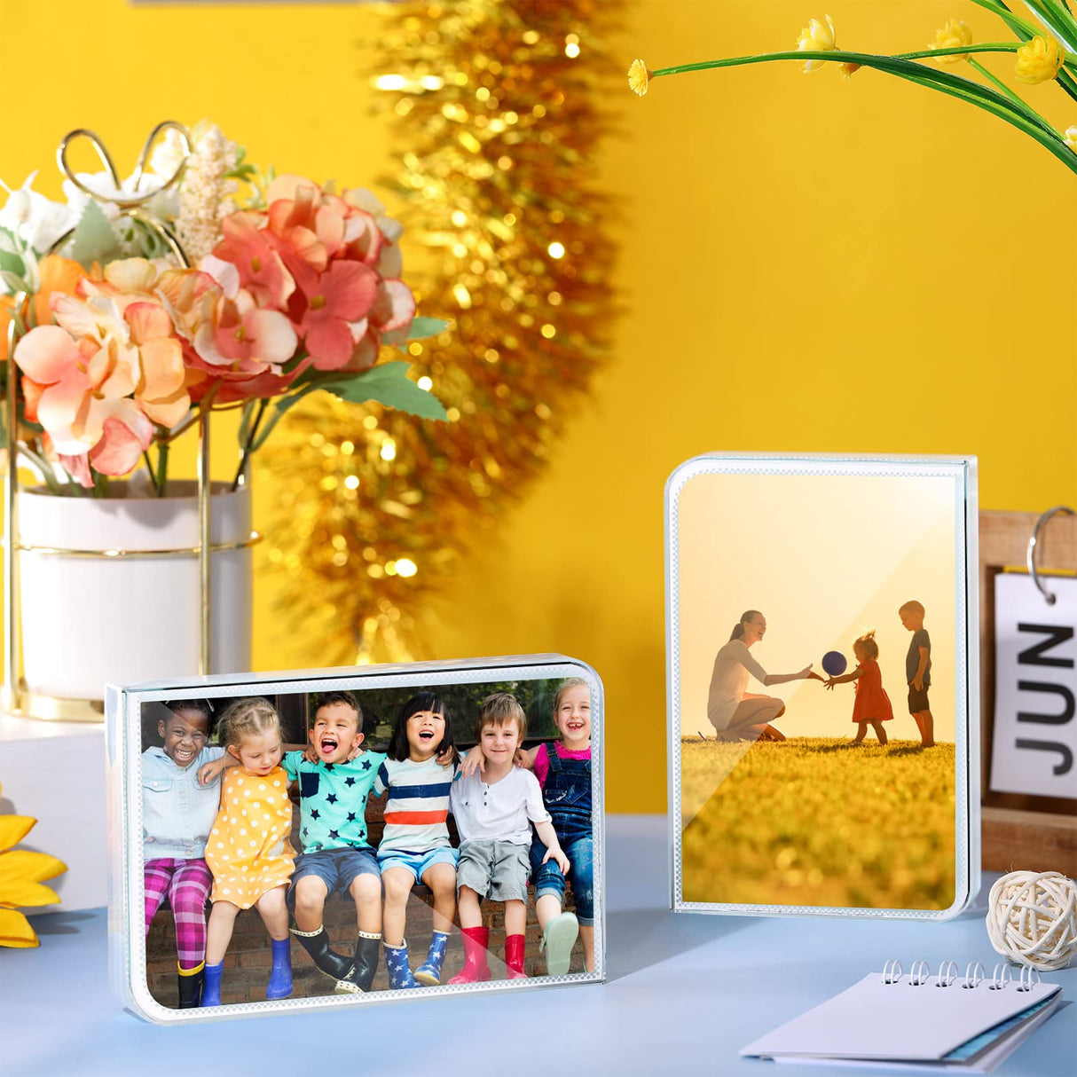 Didaey 2 Pcs Sublimation Blanks Crystal Picture Frame Crystal Tabletop Decor Decorative sublimation Plaques Custom Photo Frame DIY Picture Frame for Christmas Wedding Memorial DIY Gift (Rectangle) Didaey