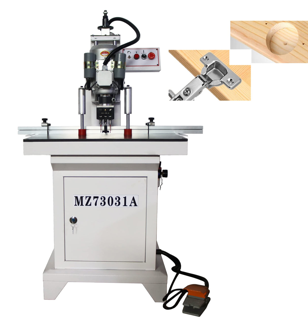 TECHTONGDA Hinge Boring Drill Press Machine Woodworking Wood Electric Pneumatic Hole Puncher 0-2inch Drilling Depth Single Head 48-6 TECHTONGDA