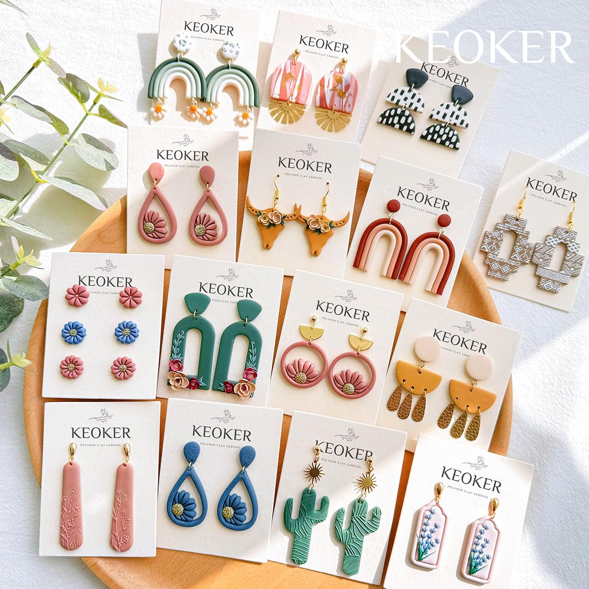 Keoker 123 PCS Clay Earring Making Kit, Polymer Clay Jewelry Making Kit for Teens and Adults, Fashion Designer Kits, Polymer Clay Earrings Kit Crafts, Great Gifts Keoker
