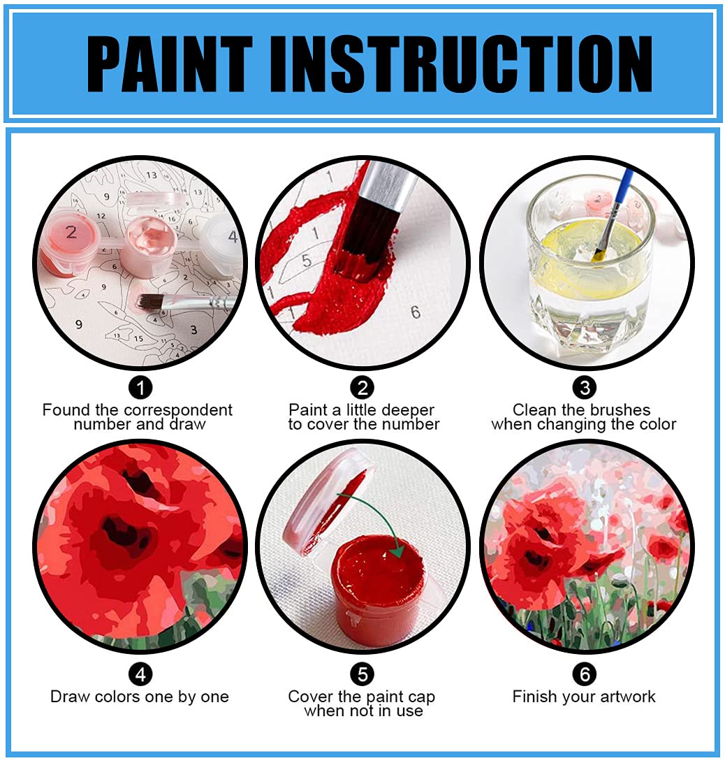 AOSGEDY 6 Pack Paint by Numbers for Adults Kids Beginner, Adult DIY Landscape Oil Painting for Home Wall Decor 12X16 Inch AOSGEDY