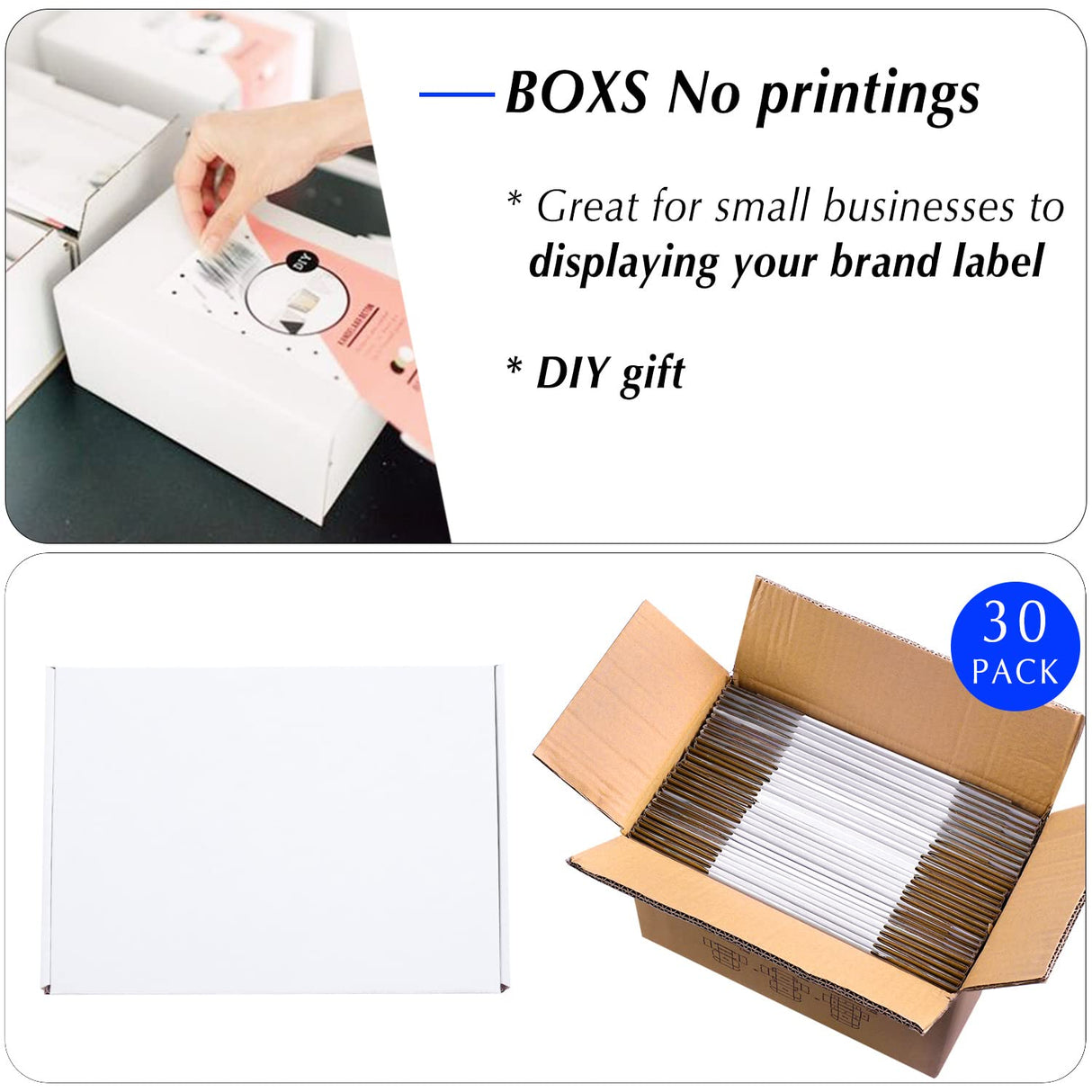 6x4x3 White Cardboard Boxes 30 Pack, Small Shipping Boxes for Small Business Mailing Boxes, Corrugated Packaging Boxes werfami