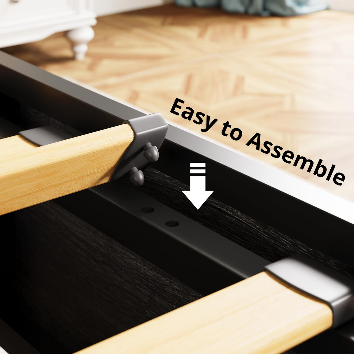 LIKIMIO Platform Queen Size Bed Frame, Farmhouse Bed Frames with Lift Up Storage, Wooden Slats, Sturdy and No Noise, Easy Assembly, Charcoal Grey LIKIMIO