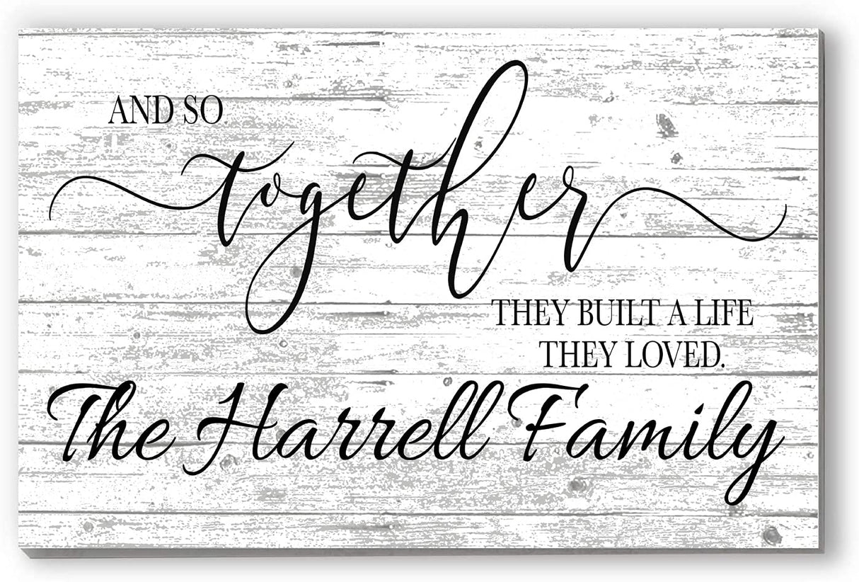 Personalized Wedding Gift Sign With Names And So Together They Built a Life They Loved Custom Wood Farmhouse Décor for Home, Wedding, Family or Couples Gift Idea Broad Bay