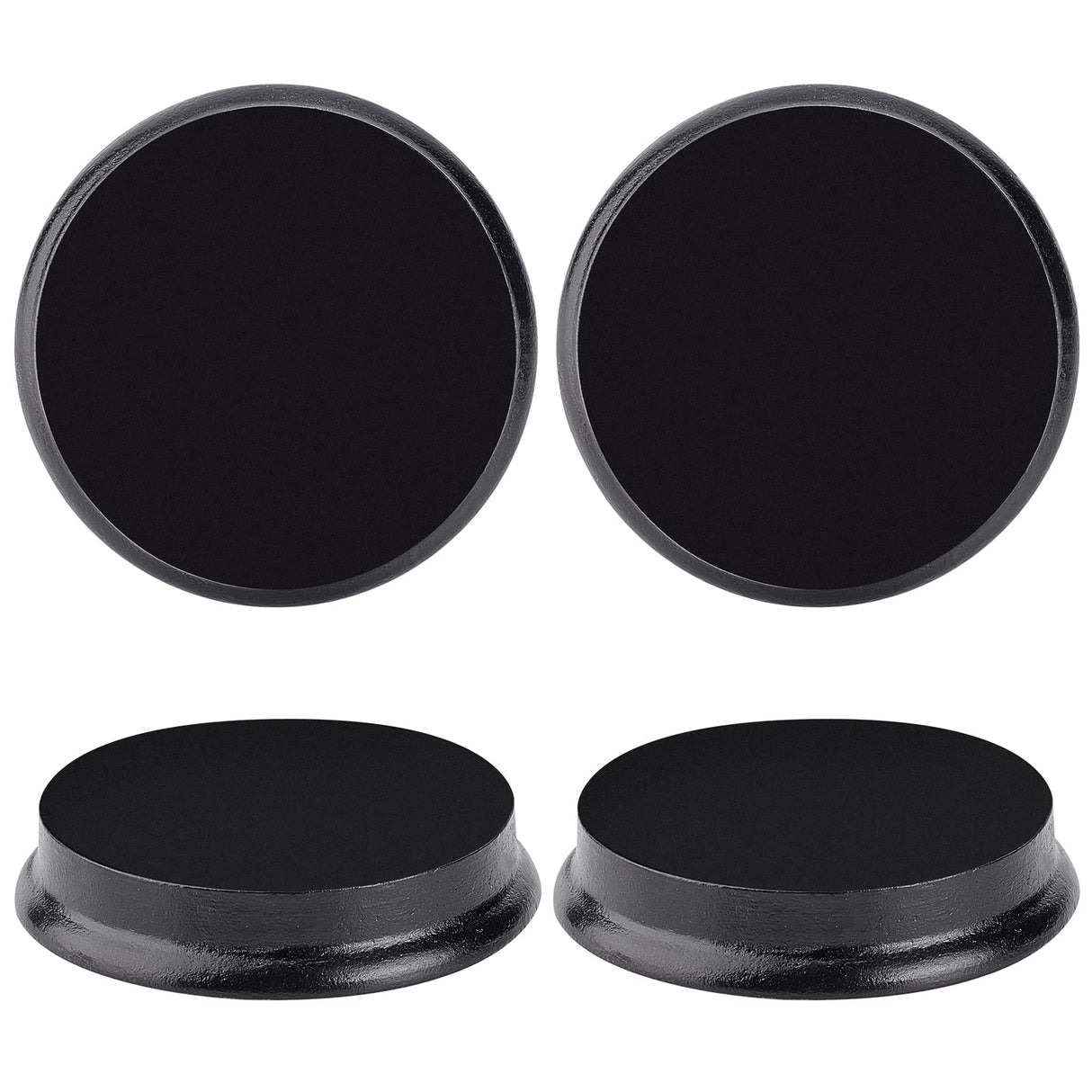 FINGERINSPIRE 4 pcs Round Model Wood Bases 2.52x0.47inch Black Lacquer Surface Round Wooden Plaque Flat Wood Bases for Doll, Clay or Pottery Display Holders, Photography Prop Display Bases FINGERINSPIRE