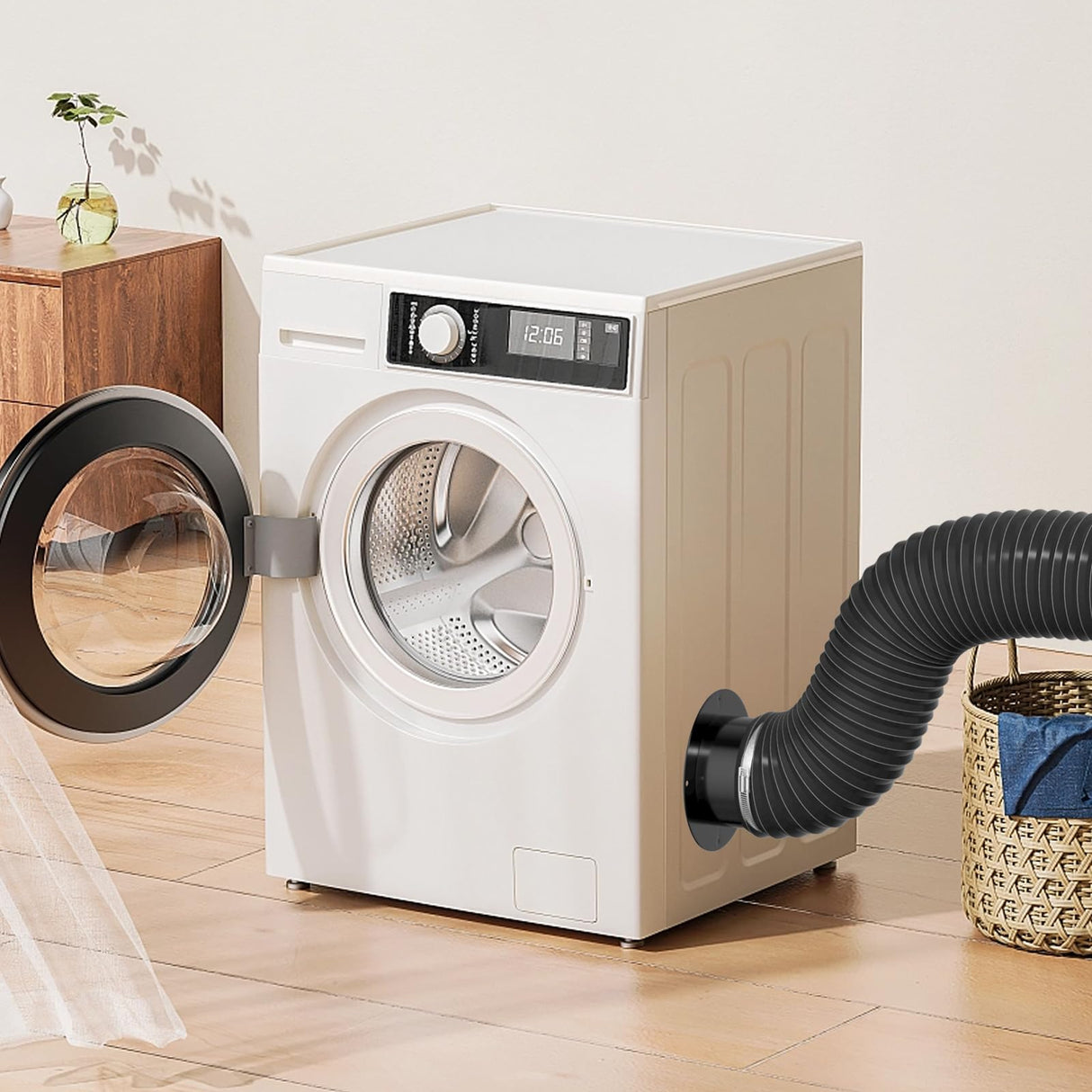 Hon&Guan 4 Inch Duct Connector, 4 Inch Duct Connector Flange Dryer Vent Connector for Heating Cooling Ventilation System, Plastic Dryer Vent Wall Plate -Black. Hon&Guan