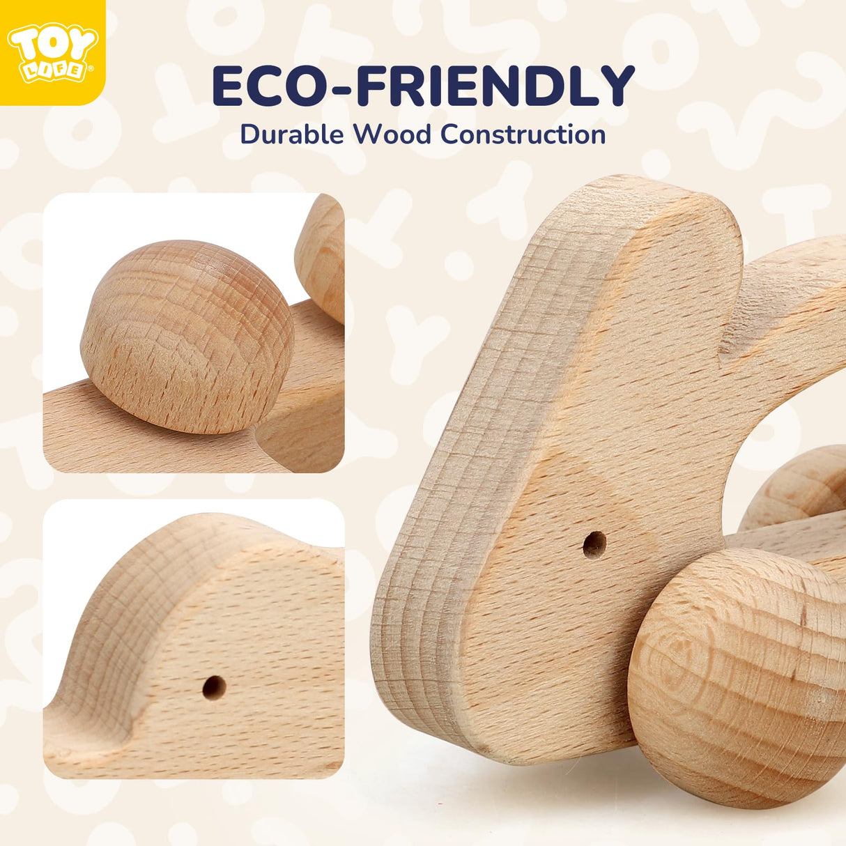 TOY Life Wooden Toys Cars, Animal Wooden Cars, Montessori Toys for Babies 0-6-12 Months, Wooden Baby Toys for 1 Year Old Boy Christmas Birthday Gift, Baby Boy Nursery Decor, Elephant & Rabbit Toy Car TOY Life