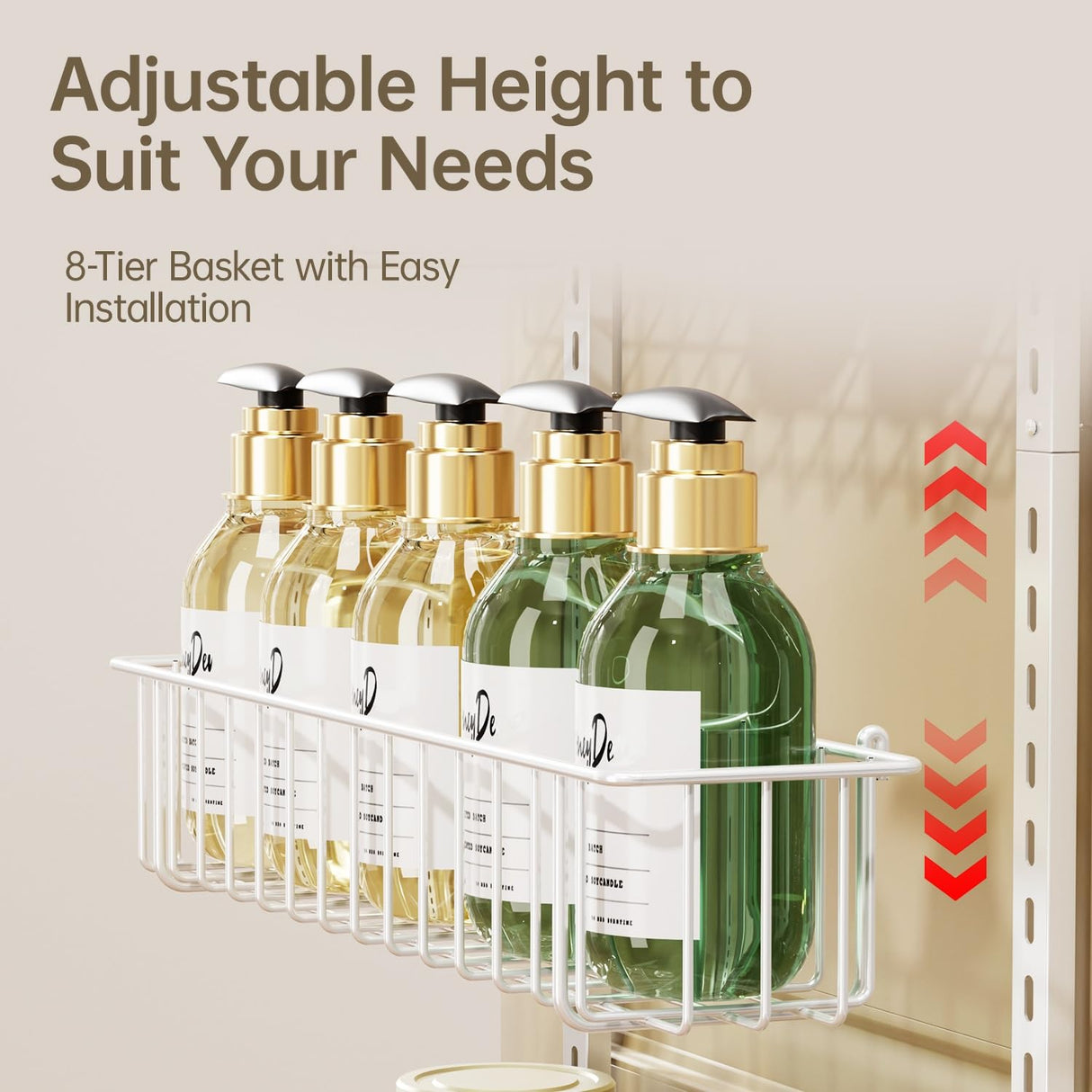 Delamu Adjustable Cabinet Door Organizer, 8-Tier Hanging Spice Rack Organizer, Metal Over the Door Pantry Organizer, Pantry Organizers and Storage Shelves for Kitchen Bathroom Laundry Room, White Delamu